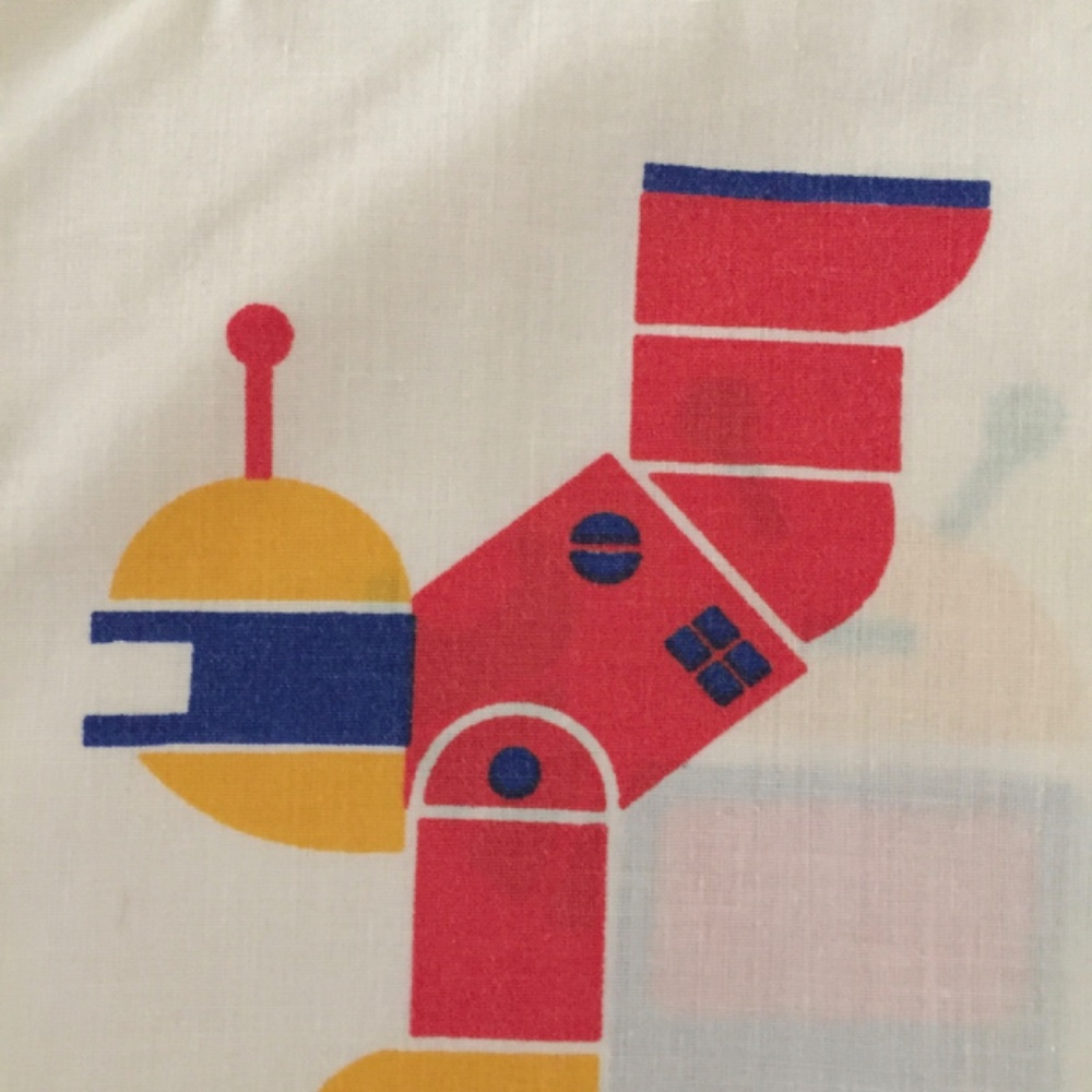 VINTAGE LINENS 80s PILLOW CASE Space Robots Transformers Astronauts Spaceships - Picture 8 of 11